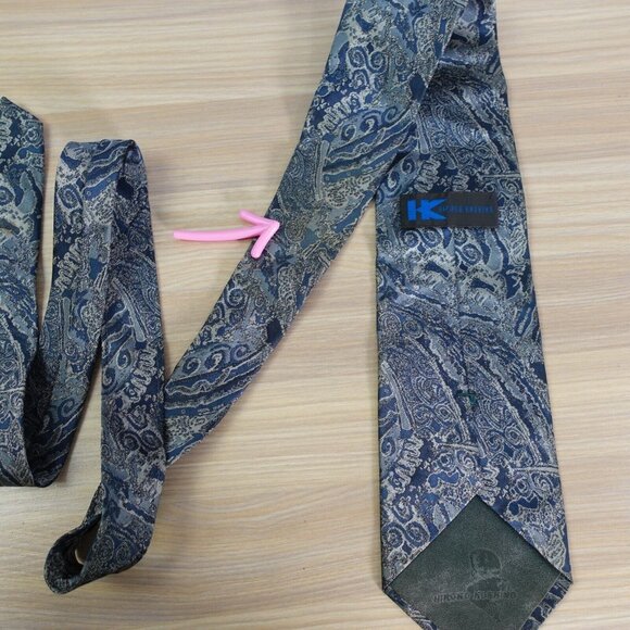 HIROKO KOSHINO HOMME Neck Tie Mens Blue Paisley Silk Luxury Japanese‎ Designer - Picture 12 of 13